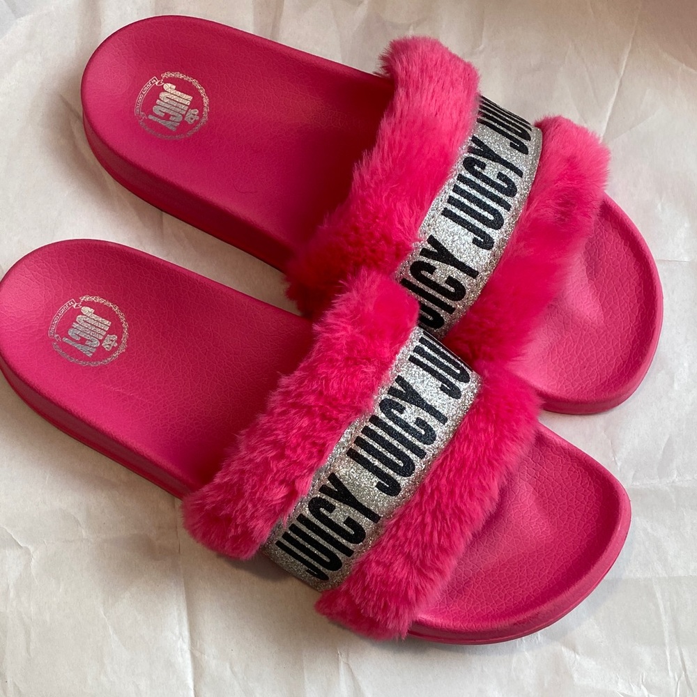 Juicy Couture Hot Pink Furry Slides
